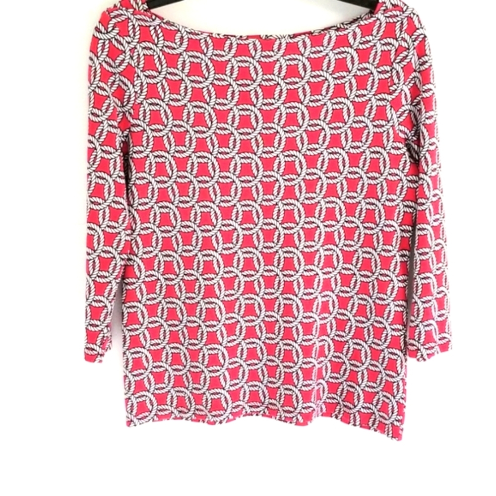 Talbots Top Red Nautical Rope Pattern Top
